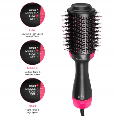 CF-306 One-Step Hair Dryer  Negative Ion  4In 1 Electric Rotating Hair Curling Straightening Hair Brush//